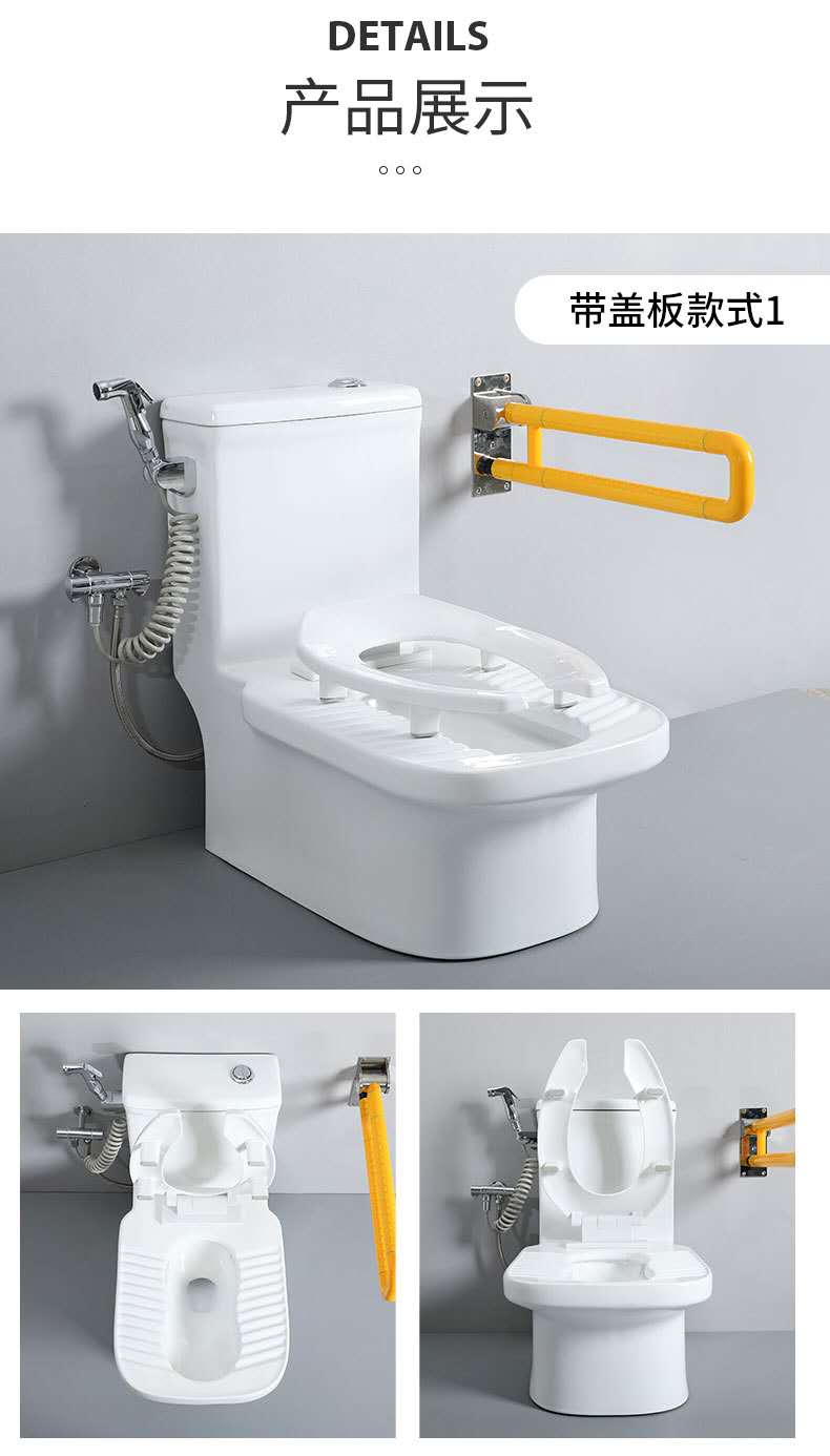 WJA-6397  双孔对冲，蹲坐两用虹吸坐便器(医院，养老院，疗养院首选)